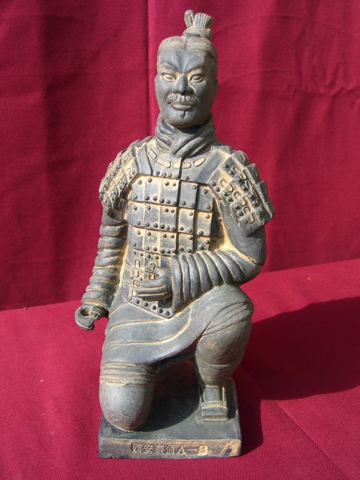 Bogenschütze 31cm, Terrakotta Figur Soldat, Krieger 